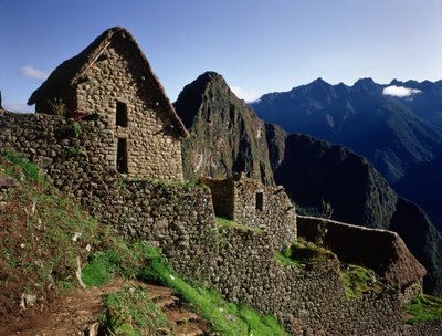 Terrace buildings in the Inca citadel, built in 15th century by Pre Columbian